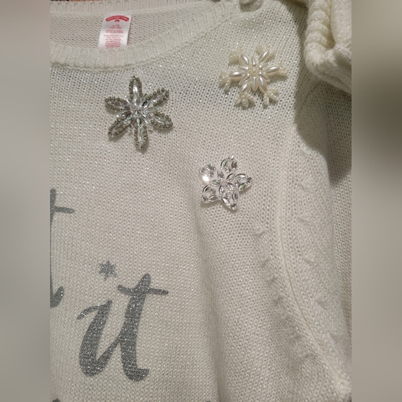 Let It Snow Sweater with Faux Fur Cuffs - Picture 5 of 14